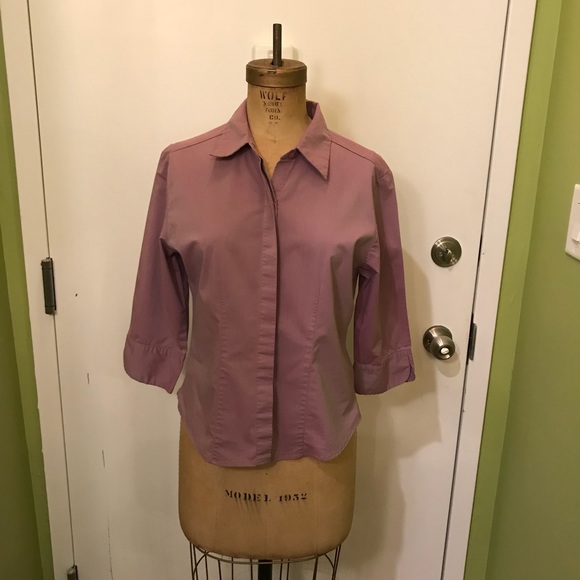 Kathie Lee Collection Purple 3/4 Sleeve Blouse - Picture 2 of 8